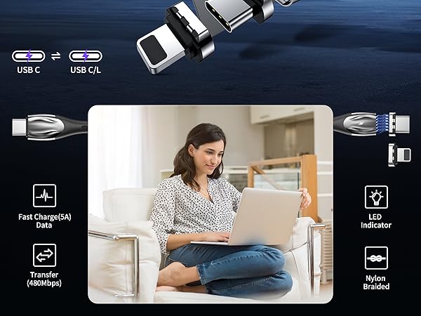 2 in 1 Magnetic Charging Cable