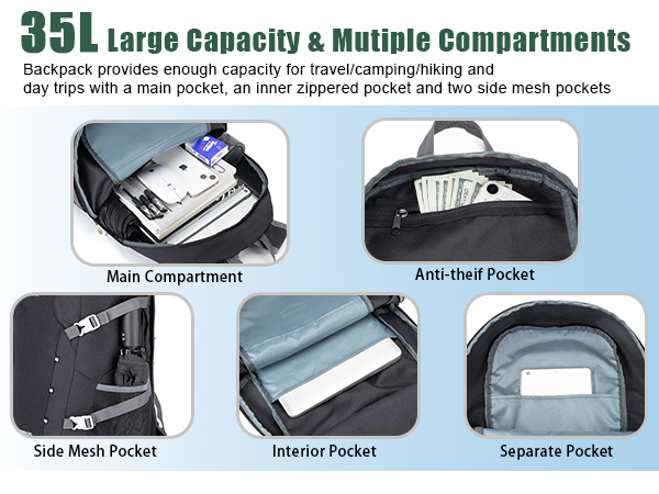 five compartments of this backpack