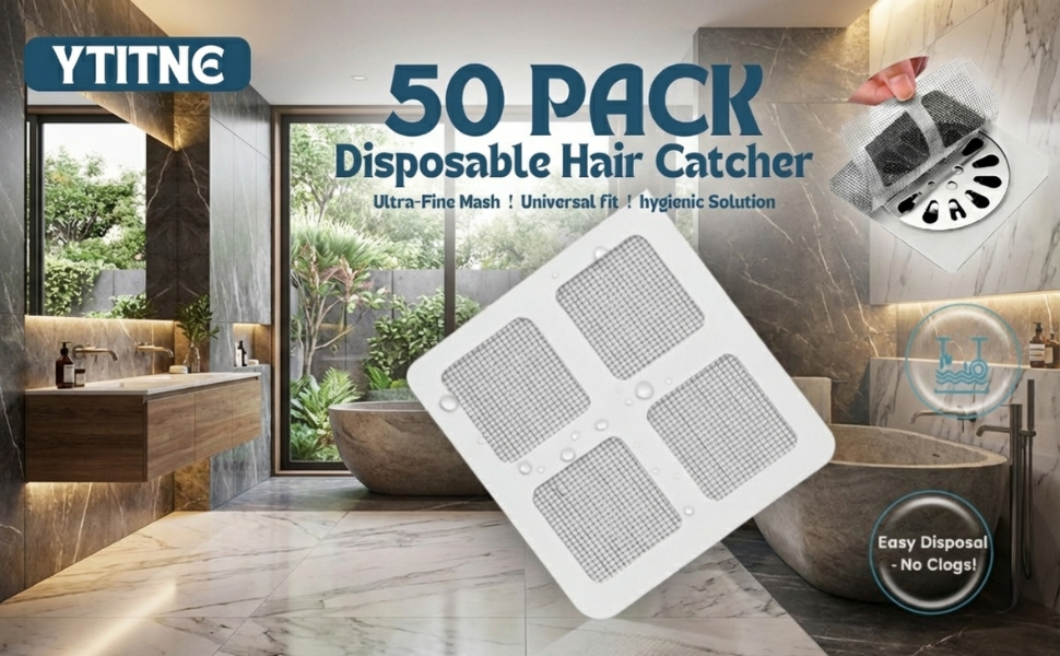 50 Pack Square Disposable Shower Drain Hair Catcher Stickers