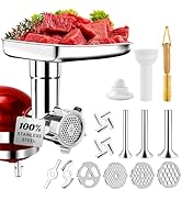 100% Polished Stainless Steel Meat Grinder Attachment for KitchenAid Mixer, Dishwasher Safe Food ...