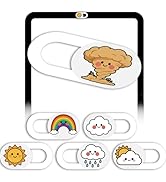 PRESSINART 6Pcs 6 Styles Cute Laptop Camera Cover White Privacy Guard Accessories, 0.04 Inch Ultr...