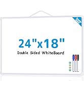 MaxGear White Board for Wall, 24" x 18" Double Sided Dry Erase Board, Magnetic White Board Hangin...