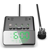 Electronic Alarm Clock with USB Charger Power Strip, 6FT Power Cord Alarm Clock Charging Station ...