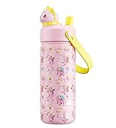 Kids Water Bottle for School: 2-in-1 Straw Spout Lid with Soft Animal Head, Leakproof