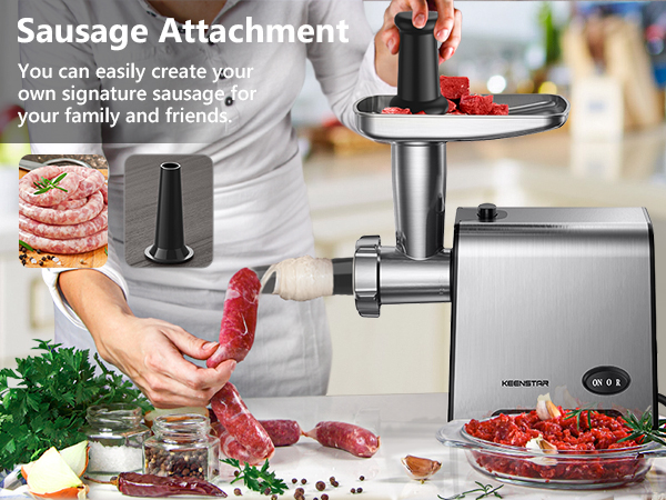 Food Grinder with Blade &amp; 3 Plates, Sausage Stuffer Tubes &amp; Kubbe Kit