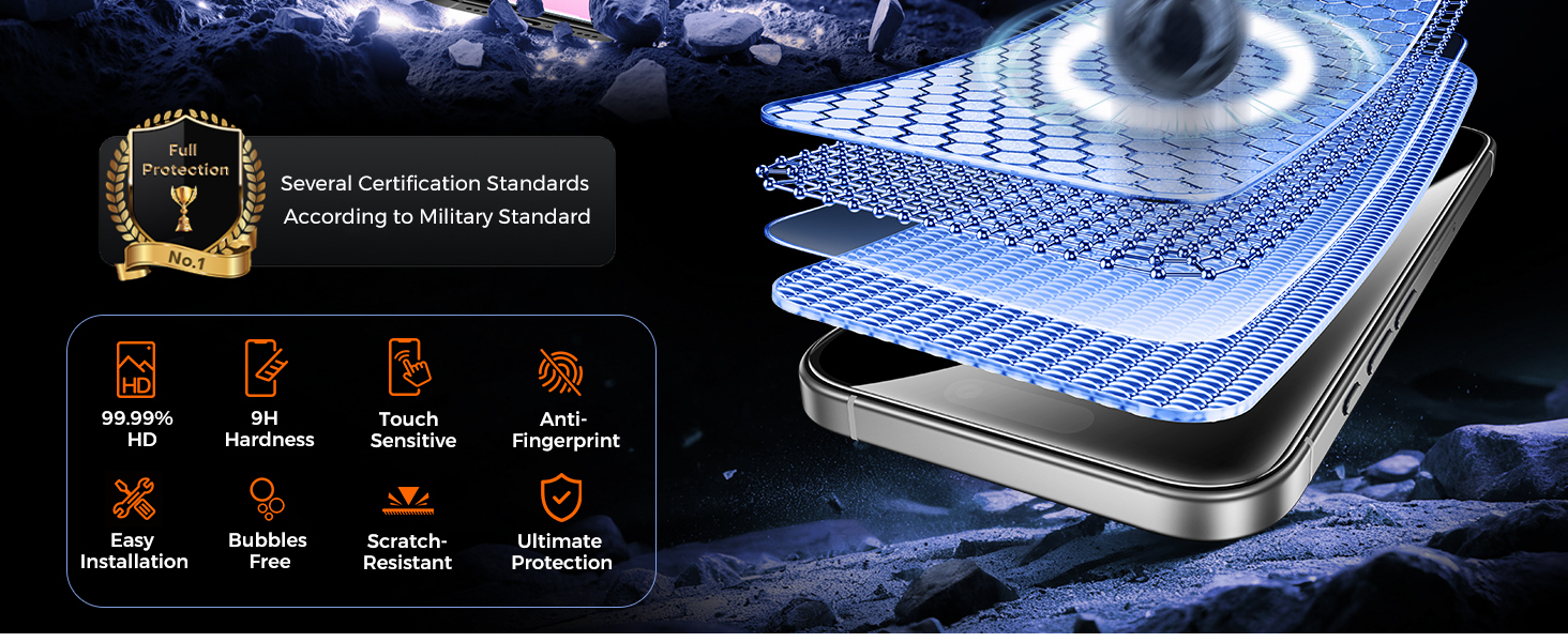 UNBREAKcable iPhone 16 Pro Screen Protector Tempered Glass