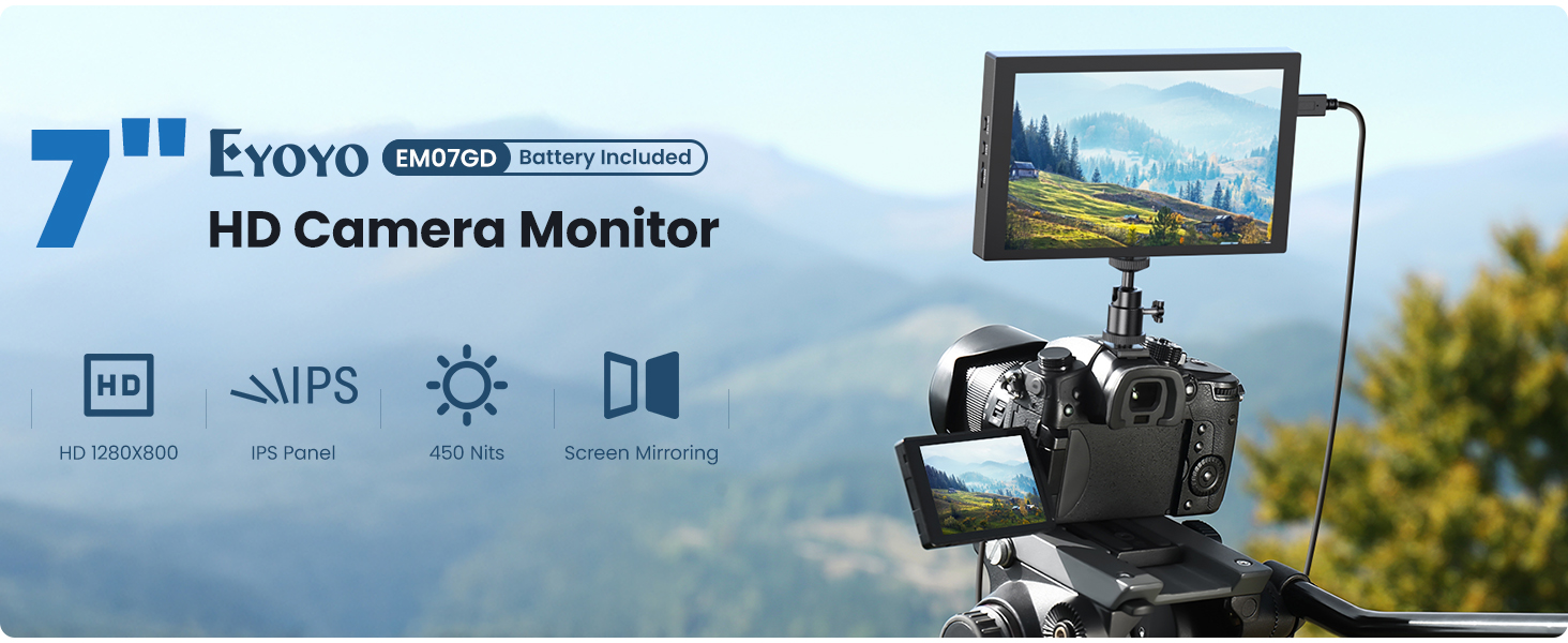 Eyoyo 7-inch Camera Field Monitor 1280x800 IPS Mini HDMI Video Monitors