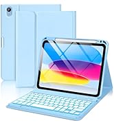 aMZCaSE for iPad 10th Generation Case with Keyboard 10.9 Inch(2022),7 Colors Backlight Keyboard C...