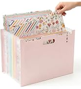 12x12 Scrapbook Paper Storage Organizer with 13 Expandable Pocket, Large Scrapbook Storage for Cr...