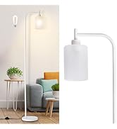 DLLT Floor Lamp Tall for Room: White Standing Lamp with Frosted Glass Lampshade for Living Room -...