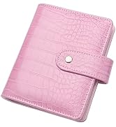 Pink A7 Binder Wallet Cash Envelopes PU Leather Budget Binder Crocodile Pattern Notebook Cover 6 ...