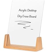 Acrylic Dry Erase White Board with Solid Wood Base, Clear Desktop Whiteboard Memo Board, Desktop ...