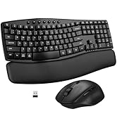Wireless Keyboard and Mouse Combo, EDJO 2.4G USB/Bluetooth Dual-Channel Connection, Full Size Erg...