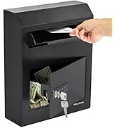 Key Drop Box, Safe Boxes with Lock for Business, Money Cash Drop Slot Locking Box Wall Mounted Of...