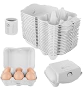DAJAVE 50 Pack Half Dozen Egg Cartons Bulk 6 Count, Empty Paper Pulp Egg Cartons 2x3 Style with L...