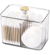 Tbestmax Qtip Holder Dispenser 3-Section Clear Bathroom Organizer Jar Cotton Swab/Pad/Ball Holder...