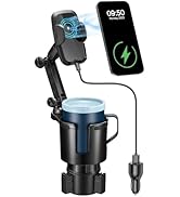 THIS HILL 3-in-1 Car Wireless Charger Cup Holder, Upgrade 15W Charging, Car Cup Holder Phone Moun...