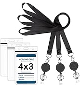 AIWOQI 3 Pack Lanyard with ID Badges Holder Black Retractable lanyards for id Badges Holder Large...