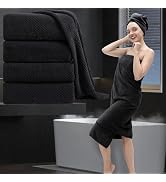 Bathroom Towel Set Black 4Pack-35x70 Towel,600GSM Ultra Soft Microfibers Bath Towel Set Extra Lar...