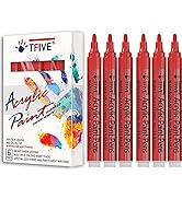 Red Acrylic Paint Marker Pens - 2-3mm Medium Tip, 6 Pack Permanent Red Water Based Paint Pen for ...