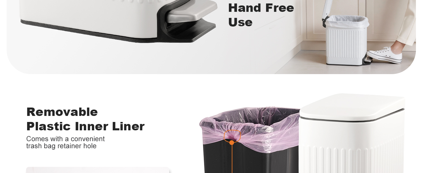 TrashAid small white bathroom trash can