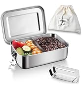 HaWare Stainless Steel Bento Box, 47oz (1400ML) Lunch Box Container with Lids and 2 Removable Div...