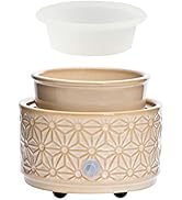 ASAWASA Candle Wax Melt Warmer with 1 pc Silicone Liner,Ceramic Wax Warmer,3-in-1 Candle Wax Melt...