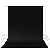 Black Backdrop Curtain,HEMMOTOP 5x6.5ft Black Photo Backdrop for Photoshoot,Party,Video Recording...