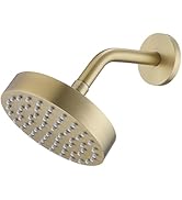 RANDOM 6 Inch Brushed Gold Rain Shower Head Round High Pressure Magic Rain With Shower Arm &amp;360 A...