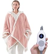Westinghouse Wearable Heated Throw Blanket, Electric Heated Wrap Poncho Shawl with Pockets, 6 Hea...
