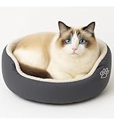 Evelots Calming Donut Cat Bed - Warm Pet Bed for Cats and Small Dogs - Anti-Anxiety Cozy Cuddler ...