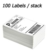 BESTEASY 4" x 6" Fanfold Direct Thermal Labels(1 Stack 100 Labels), White Perforated Permanent-Ad...