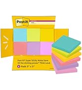 Post-it Super Sticky Notes, 3x3 in, 6 Pads/Pack, 90 Sheets/Pad, Exclusive Bright Color Col...