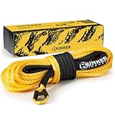 BUNKER INDUST 1/4" x 50' Synthetic Winch Rope,9500LBS ATV UTV Winch Cable with Protective Sleeve ...