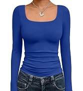 Trendy Queen Womens Square Neck Long Sleeve Shirts Double Lined Fall Tops | Buttery Soft,High Str...