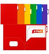 SortRax Plastic Folders with Pockets, Folders for School, Assorted Colors - 6 Pack