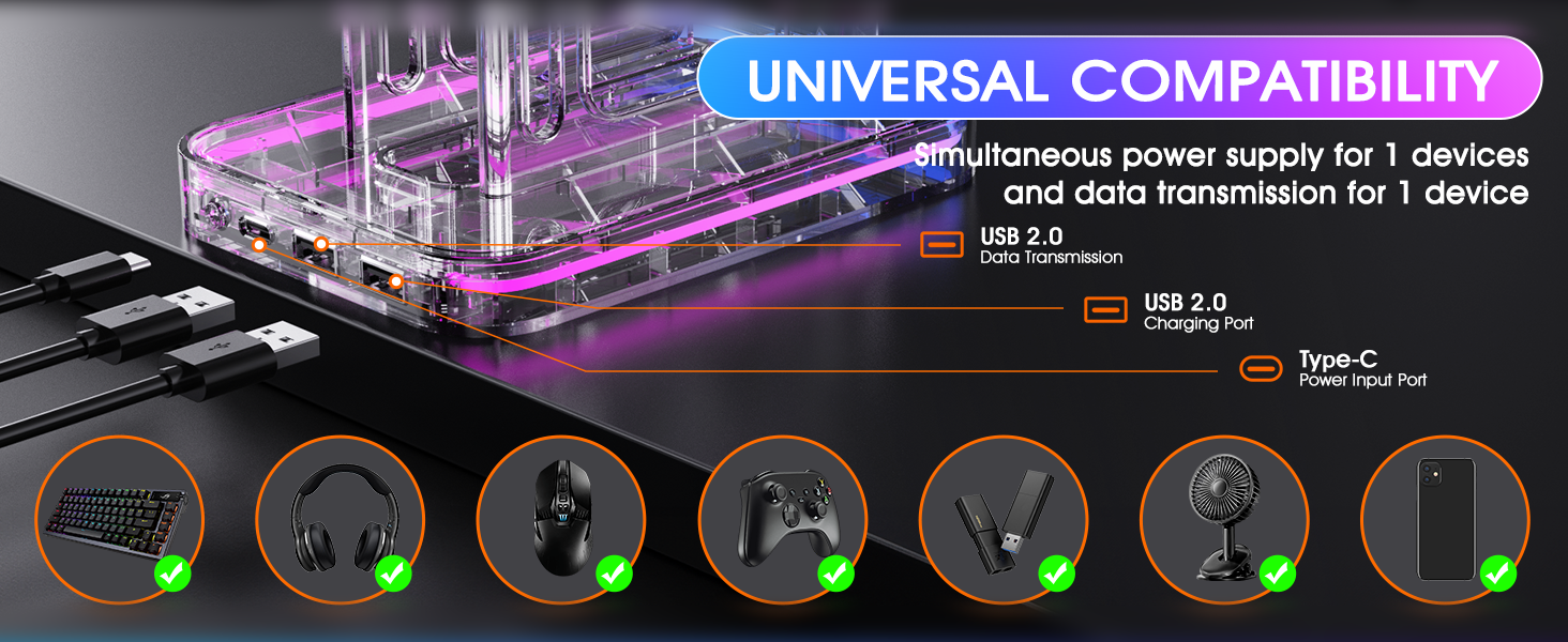 RGB Gaming Headphones with 2 USB Charging Ports