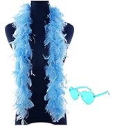 Feather Boa with Heart Rimless Sunglasses,4 ft Feather Boa for Bachelor Party Halloween Christmas...