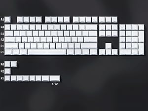 Keyboard Keycaps Jelly - Ceramic Keycaps 75%, Clear White Key Cap, Transparent Side Printed