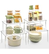 Bobomoment Acrylic Cabinet Organizer, Set of 4 Spice Rack Organizer for Cabinet, Desk Countertop ...