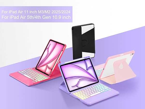 iPad Air 11 Rotating Keyboard Case - Purple-1-1