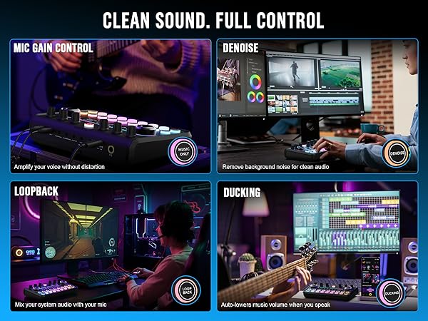 From mic gain to noise control — every feature is designed to give you cleaner, more precise sound