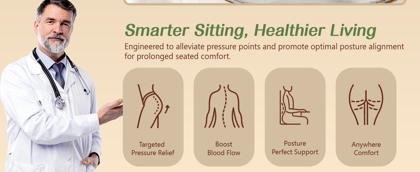 Benazcap Memory Foam Seat Cushion with Lumbar Support Pillow for Office Chair