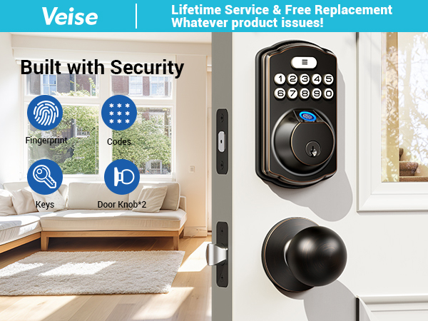 keyless entry door lock with knobs