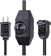 Black Extension Cord with Dimmer Switch, 6FT/1.8m Lamp Dimmer, 2 Prong Rotary Control for 120V 15...