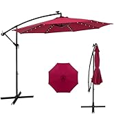 Toolsempire 10 ft Offset Umbrella, Cantilever Patio Umbrella with 40 LED Solar Lights