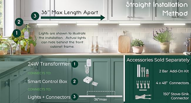 straight installation method of smart under cabinet bar lights