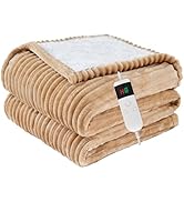 Qieryun Heated Blanket Electric Twin, Soft Flannel Heating Blanket with 8 Hours Auto Off 10 Fast ...
