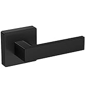 TICONN Black Door Handle Heavy Duty, Matte Black Door Knob Reversible Square Door Lever for Bedro...