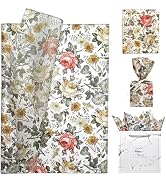 LIAPAWPAW Cottage Rose Garden Floral Tissue Paper 60 Sheets 20"x14", Vintage Chic Flower Gift Wra...